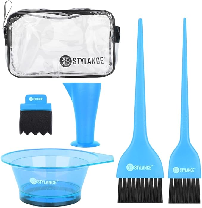 5 Pieces Hair Dye Coloring Kit- Hair Tinting Bowl, Hair Dye Brush, Measuring Cup, For Salon Use & Home DIY Dyeing Tools (Blue)