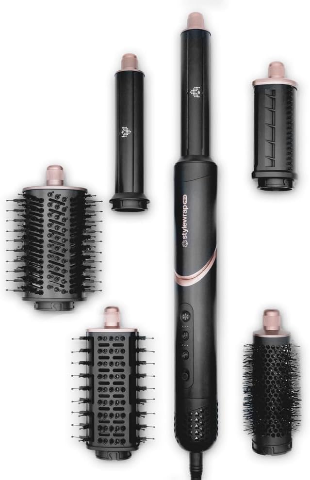 SRILabs StyleWrap Pro 7-in-1 Coanda Air Hair Multi Styler Dryer Brush with Negative Ions, Lighter and Foldable Design, Quiet Brushless Motor, Aviation-Grade Aluminum, Memory Function