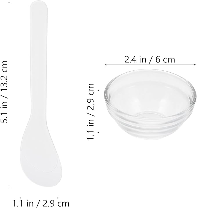 FRCOLOR Facial Mixing Bowls 5Pcs Clear Glass Spa Bowls for Facials with Stick Cosmetic Mask Beauty Supply Tool for Diy Face Mask and Hair Care