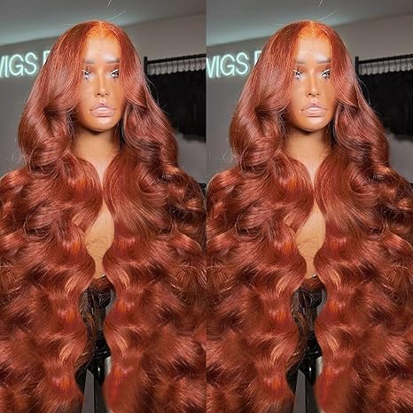 AMIRTY 200% Density Orange Ginger Lace Front Wigs Human Hair 13X4 HD Transparent Lace Front Wig Pre Plucked with BabyHair Chestnut Brown #33 Human Hair Wigs For Women Glueless Wigs