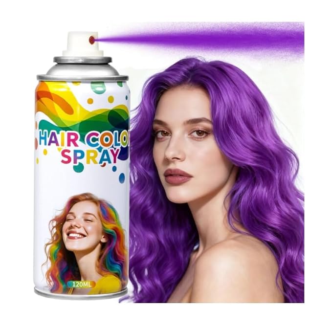 Purple Temporary Hair Color Spray - Washable & Natural One-Time Use Hair Wax for Women & Kids & Adults - Strong Hold for Halloween, Cosplay, Party, Washes Out Easily 120ML