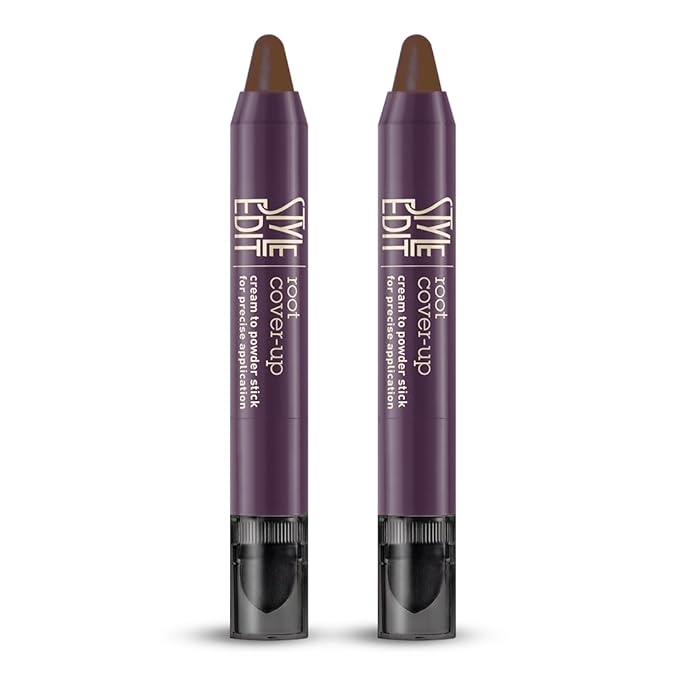 Style Edit Root Touch Up Stick - Medium Brown Root Concealer, Temporary Hair Color and Coverage Pen, Premium Shading Sponge, 0.11 oz, 2 Pack