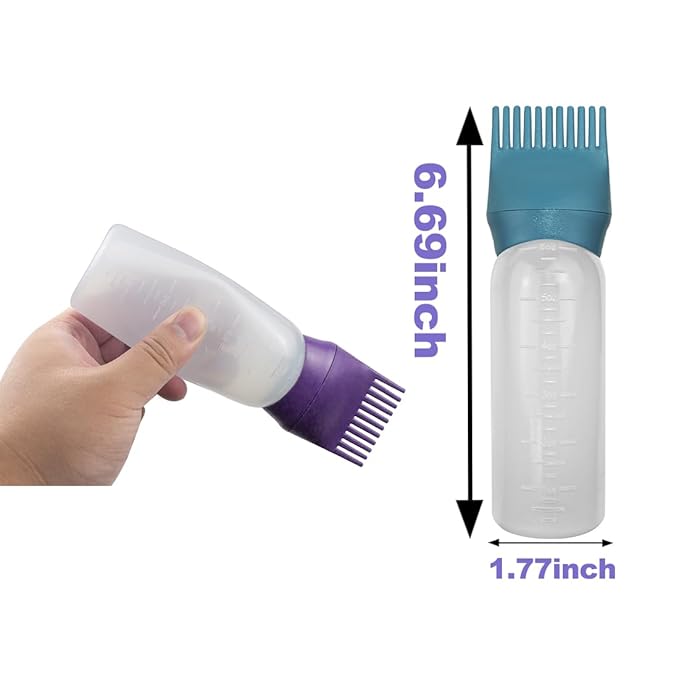 ELANE 4 Pack Hair Oiler Comb Bottle,Root Comb Applicator Bottle for Hair Oil Scalp Hair Oiling Applicator(Purple+Green)