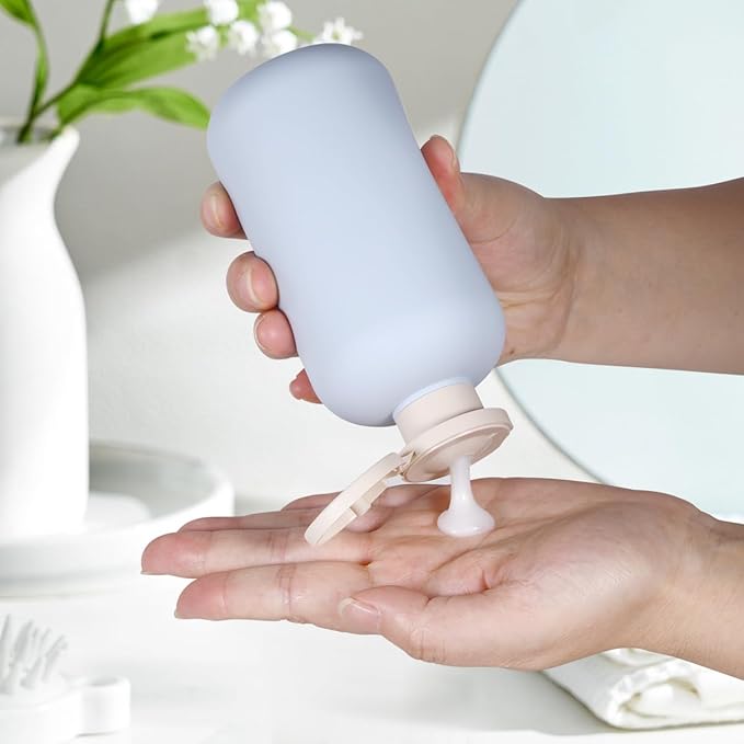 6.8 oz Plastic Travel Shampoo Bottles, Refillable Flip Cap Squeeze Bottles for Toiletries, Large Leakage-proof Travel Shampoo and Conditioner Container (Blue)