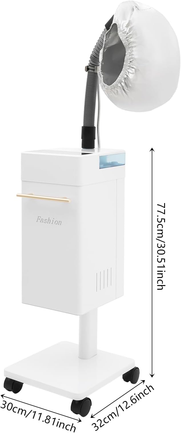500W Multifunctional Standing Anion Hair Dyeing Machine,110V Nano Hair Steamer/Hair Oil Machine Stand Up Base Equipment Vertical Nano Steamer Salon Spa (White)