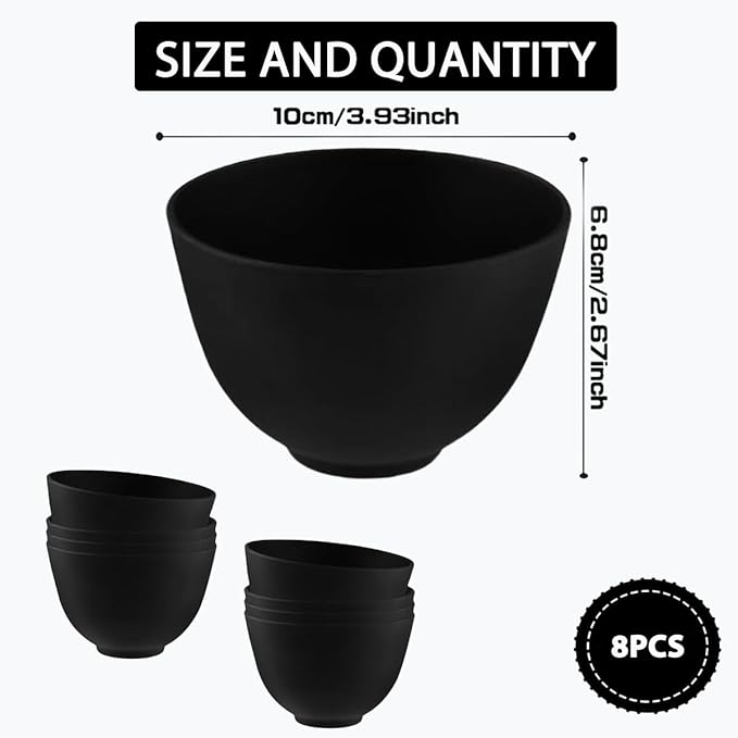 8 Piece Silicone Mixing Bowl Set, 3.93-Inch Microwaveable Silicone Bowls, Facial Bowls for Aestheticians, for Facial Masks, Mud Masks and Other Skin Care Products