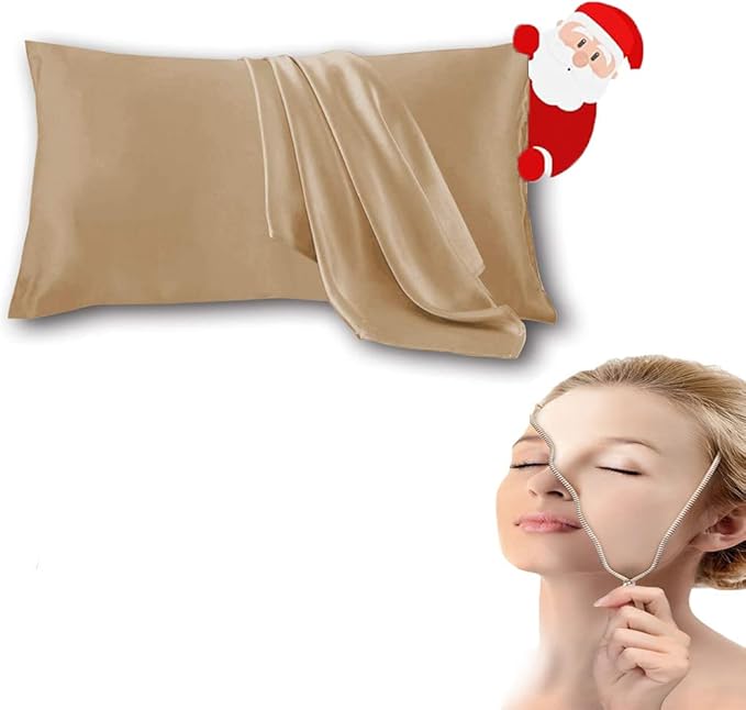 Copper Infused Pillowcase for Fine Lines/Wrinkles Reduction & Hair Smoothing Made of 100% Copper Oxide Fiber,Natural Beauty and Clean Environment,Anti-Aging for Sleeping Acne Prone Skin (1, Golden)