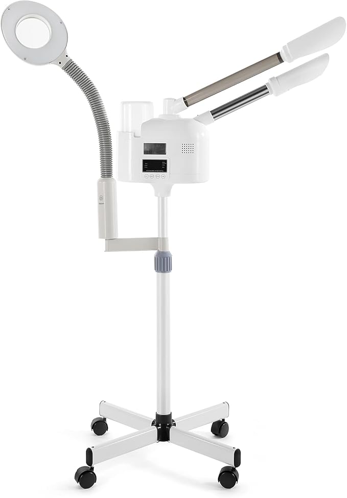 Professional 3 in 1 Facial Steamer Upgrade Esthetician Steamer with hot & Cold Nozzle 5X LED Magnifying Lamp Beauty Salon Spa