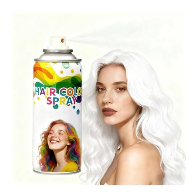 White Temporary Hair Color Spray - Washable & Natural One-Time Use Hair Wax for Women & Kids & Adults - Strong Hold for Halloween, Cosplay, Party, Washes Out Easily