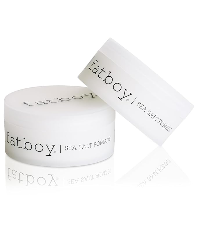 Fatboy Sea Salt Hair Pomade with Coconut Oil & Shea Butter, Lightweight Hold for Texture, Styling & Shine, Tousled Beach Waves Finish, Hair Care for All Hair Types, Paraben Free, Color Safe, 2.6 Oz