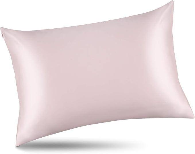 ALASKA BEAR Silk Pillowcase 200% Good Looks on You for Hair and Skin Care Soft Pillow Case with Random Color Scrunchie Gift Set Queen (1pc, Pale Pink)
