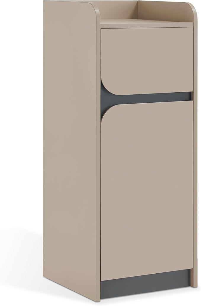 BarberPub Salon Spa Storage Cabinet, Barber Hair Stylist Station with 1 Drawer and 1 Cabinet, Beauty Salon Organizers 40” Tall DC2022 (Iron-Gray&Beige)