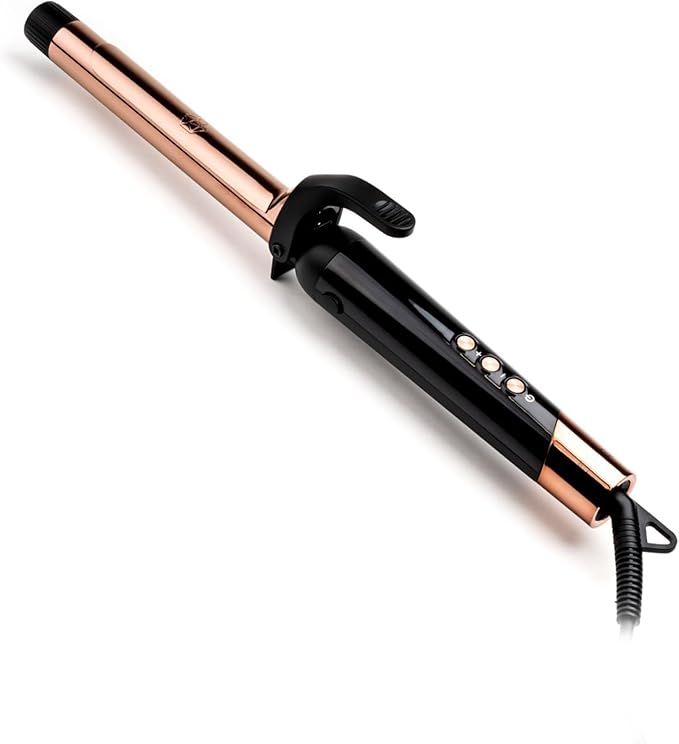 SRILabs CurlQ Curling Iron with 1 inch Extra Long Titanium Barrel, Ceramic Paddle Brush, and Thermal Brush with Rapid Heat Up, 12-Temperature Settings, and 360 Degrees Swivel Cord