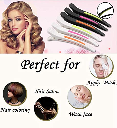 6Pcs/set Pinup Plastic Duck Bill Hair Clips for Sectioning Hair - Professional Non Slip Silicone band Clips Salon DIY Accessories Hairpins Hairgrip for Women(White-Style2)