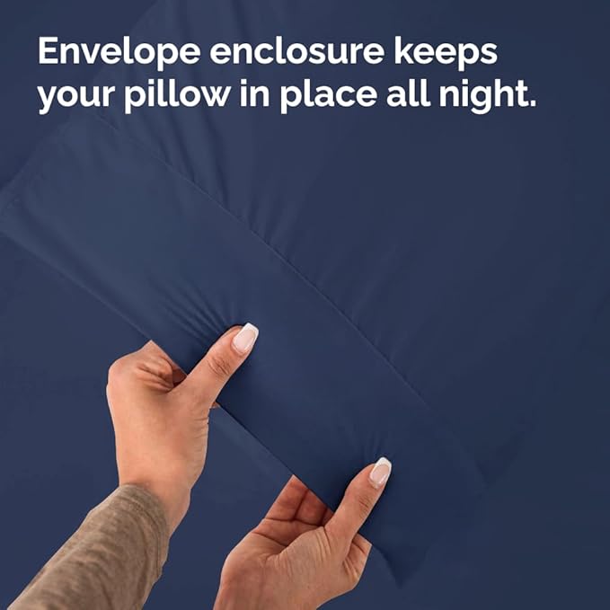 Queen Pillow Cases - 4 Pack - Super Soft Pillowcase Covers - Envelope Enclosure - Hotel Quality Pillow Protectors - Wrinkle Free, Shrink & Stain Resistant - Machine Washable - 20" x 30" (Navy Blue)