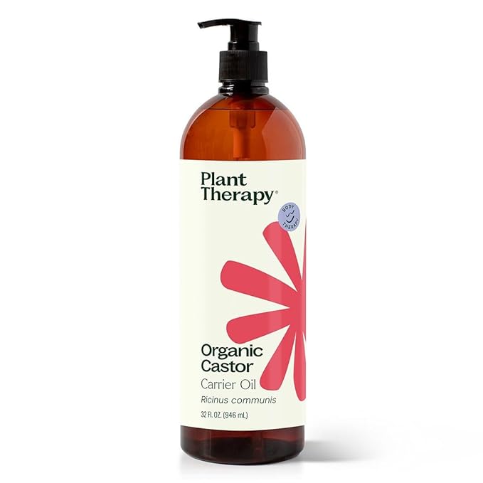 Plant Therapy Organic Castor Oil 32oz - 100% Pure & Natural Grade for Nourishing Hair and Skin Treatment - Cold Pressed - USDA Certified - Hexane Free - Stimulates Hair Growth, Treats Dry Skin
