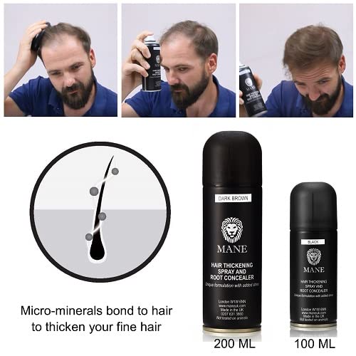 Hair Thickening Fiber Spray by Mane (200 ml, Grey)