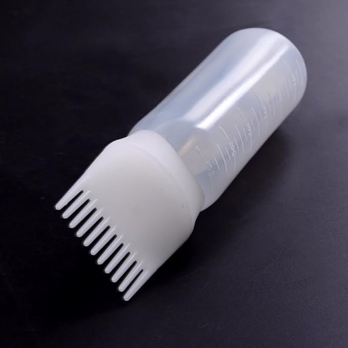 YANTAISIYU Root Comb Applicator Bottle 6 Ounce Hair Oiling Applicator 3 Pieces Hair Dye Bottle Hair Root Comb with Graduated Scale (Pink White Purple)