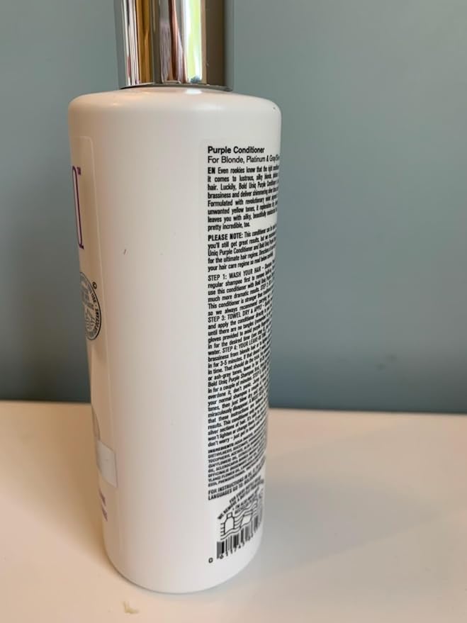 Purple Conditioner for Blonde, Platinum & Gray/Silver Hair. Reduce Brassy Yellow Tones. Toner for Bleached & Highlighted Hair - Moisturises - Cruelty Free, No Parabens or Sulfates - 237 ml
