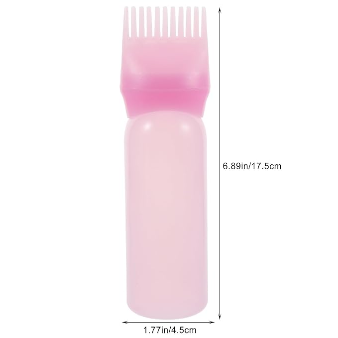 Root Comb Applicator Bottles Hair Color Bottle Applicator for Home Salon Pink Easy Squeeze Hair Dyeing and Oil Application