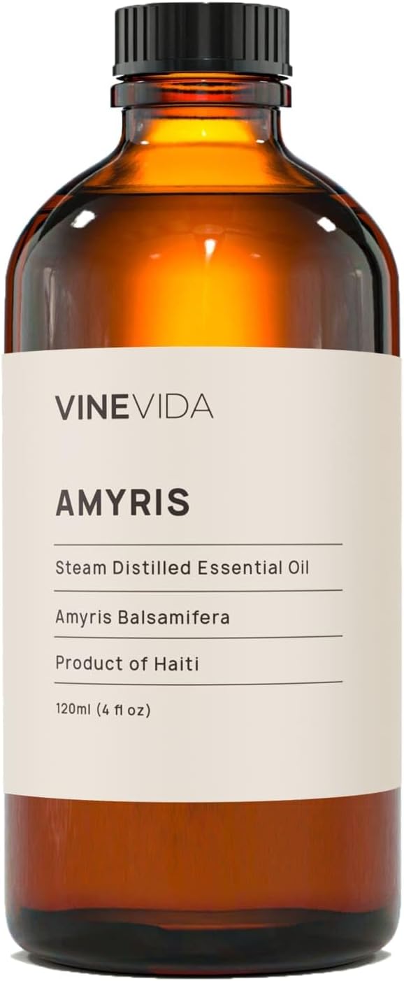VINEVIDA Amyris Essential Oil 4 oz - Undiluted, DIY Candle Scents for Candlemaking - Bulk, Safe for Skin