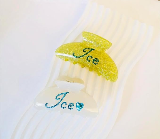 Personalized Name Hair Clip with Rhinestones, Bridal Claw Clip in Pearl Pink