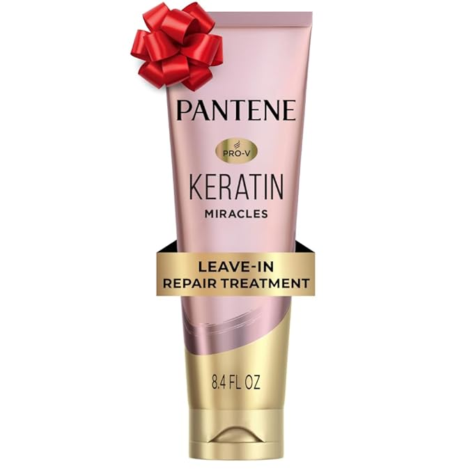 Pantene Keratin Leave-In Conditioner with Argan Oil, Protein Treatment for Dry, Damaged & Color-Treated Hair, Repairs Split Ends & Protects from Damage, Formaldehyde-Free, 8.4 Fl Oz