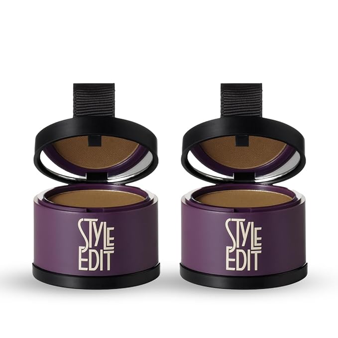 Root Touch Up Powder by Style Edit | Cover Up Hair Color for Grays and Roots | Light Brown Mineral Infused Binding Hairline Powder - 2 Pack