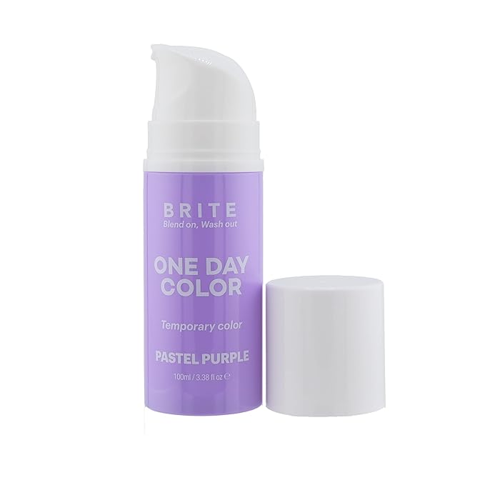 Brite One-Day Hair Color Mousse - Pastel Purple - Perfect for Lighter Hair with Mess-Free Application - Temporary Hair Color Dye (Pastel Purple, 3.38 Fl Oz)