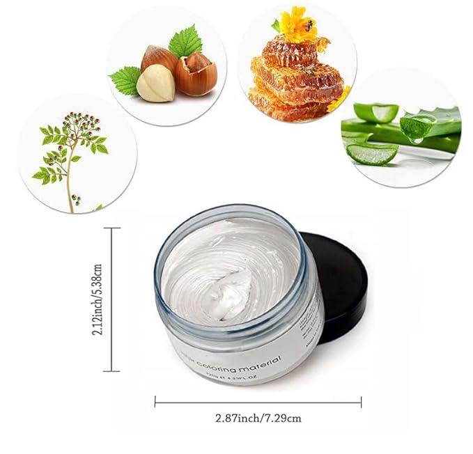 White Hair Color Wax, Natural Hairstyle Wax 4.23 oz, Temporary Hairstyle Cream for Party, Cosplay, Halloween, Daily use, Date, Clubbing (White)