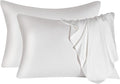 2 Pcs Mulberry Silk Pillowcase for Hair and Skin,Cooling Silk Pillow Case with Hidden Zipper,Allergen Proof Dual Sides Soft Breathable Smooth Silk Pillow Cover for Women(Queen-2PCS,White)