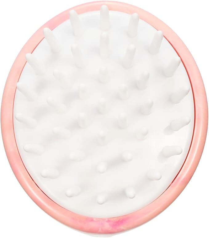 Shampoo Massager Brush, Scalp Massager and Exfoliator Features Soft Bristles to Aid in Dandruff Relief, Increase Circulation, Stimulate Hair Growth for Healthy Looking Hair (Pink Marble)