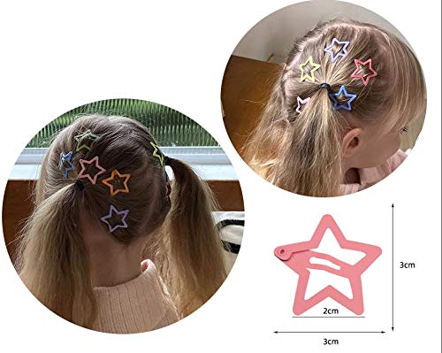 Star Hair Clips for Girls, 50 Pcs No Slip star Metal fashion Hair Snap Clips Barrettes for Kids Teens Women