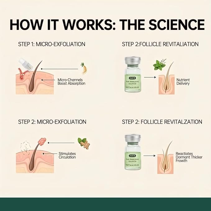 Hair Growth System, With Ginseng, Peppermint Oil and Ginger Root Treatment-Advanced Scalp Care Formula Thickening Serum. Strengthens Roots, For Men & Women.