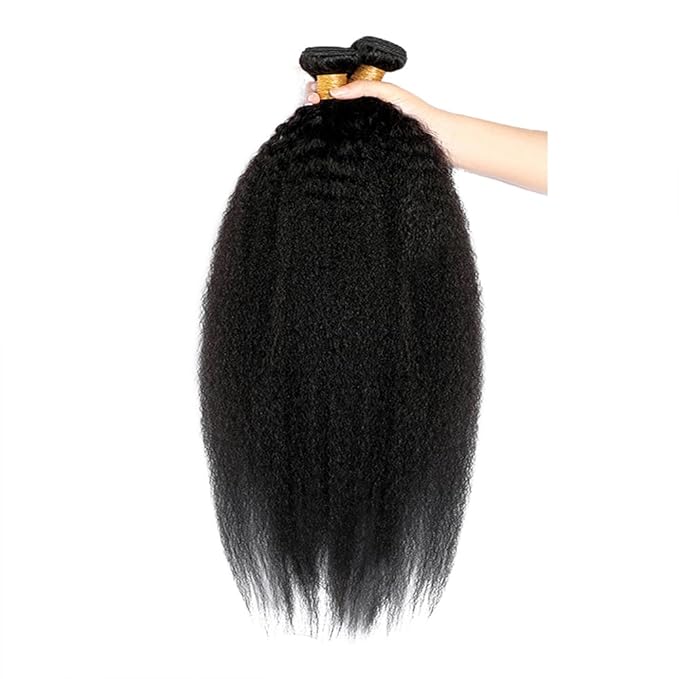 Kinky Straight Bundles Human Hair Color 1B Yaki Straight Bundle Brazilian Virgin Remy Hair 3 Bundles 22 22 22 Inch Niegmeag Double Weft Natural Black Yaki Bundle Hair Weave 300g