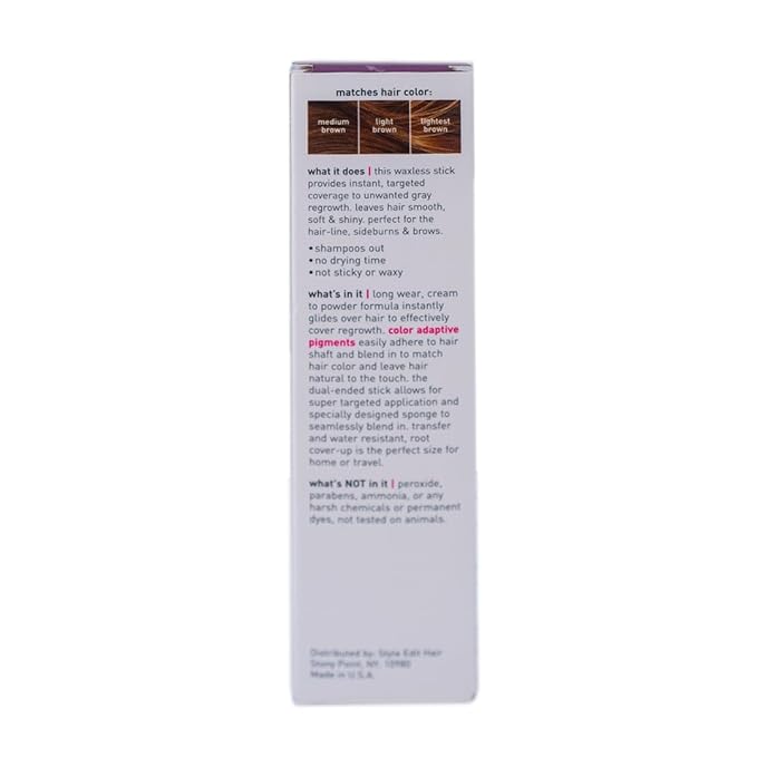 Style Edit Root Touch Up Stick - Medium Brown Root Concealer, Temporary Hair Color and Coverage Pen, Premium Shading Sponge, 0.11 oz, 2 Pack