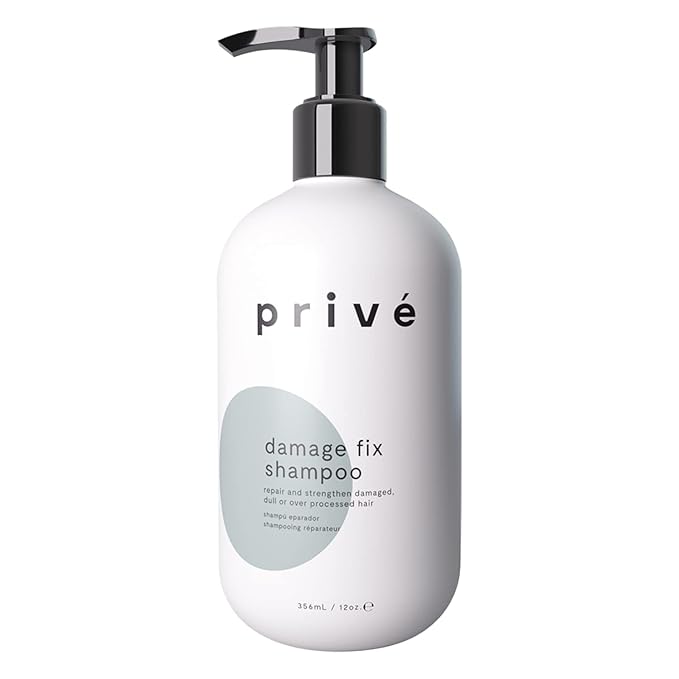 Privé Damage Fix Hair Shampoo for Women & Men - Sulfate-Free Repair Shampoo for Damaged Hair - Strengthening & Moisturizing Formula for Dry, Dull & Over-Processed Strands (12 oz)