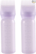 Pimoys Root Comb Applicator Bottle 6 Ounce Hair Oil Applicator 2 Pack Applicator Bottle for Hair Dye Bottle Applicator Brush with Graduated Scale, Purple