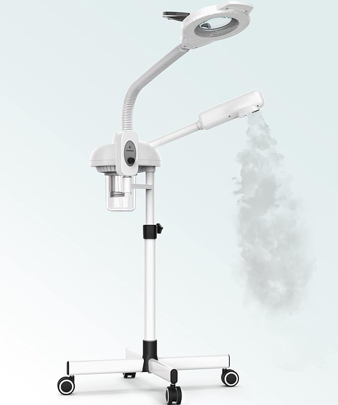 TASALON Professional 2 in 1 Facial Steamer With 5X Magnifying Foldable Arm, Ozone Mist Steamer for Face, Salon Spa Beauty Skin Care Equipment