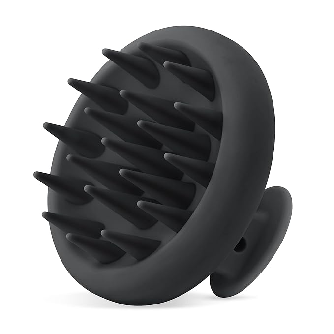 HEETA Scalp Massager Hair Growth, Scalp Scrubber with Soft Bristles, Integrated Silicone Design, Exfoliator for Dandruff Removal & Relaxation, Shampoo Brush Fit Wet Dry Hair Use, Black