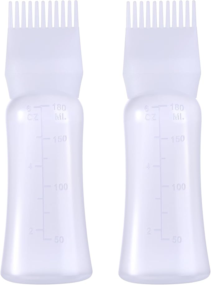 Root Comb Applicator Bottle 6 Ounce Hair Oil Applicator for Hair Dye, Hair Oiler Comb Bottle with Graduated Scale