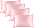 BEDELITE Satin Pillowcase for Hair and Skin, Super Soft Similar to Silk Pillow Cases 4 Pack with Envelope Closure, Cooling Pillowcases for Women Men (20"x40" King Size, Pink)
