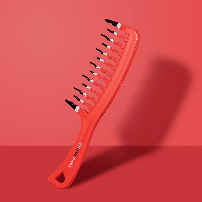 Big Hair Tools Extra Large Wide Tooth Comb for Thick, Curly, Wavy or Long Hair - Frizz-Free Detangling Shower Comb - Orange