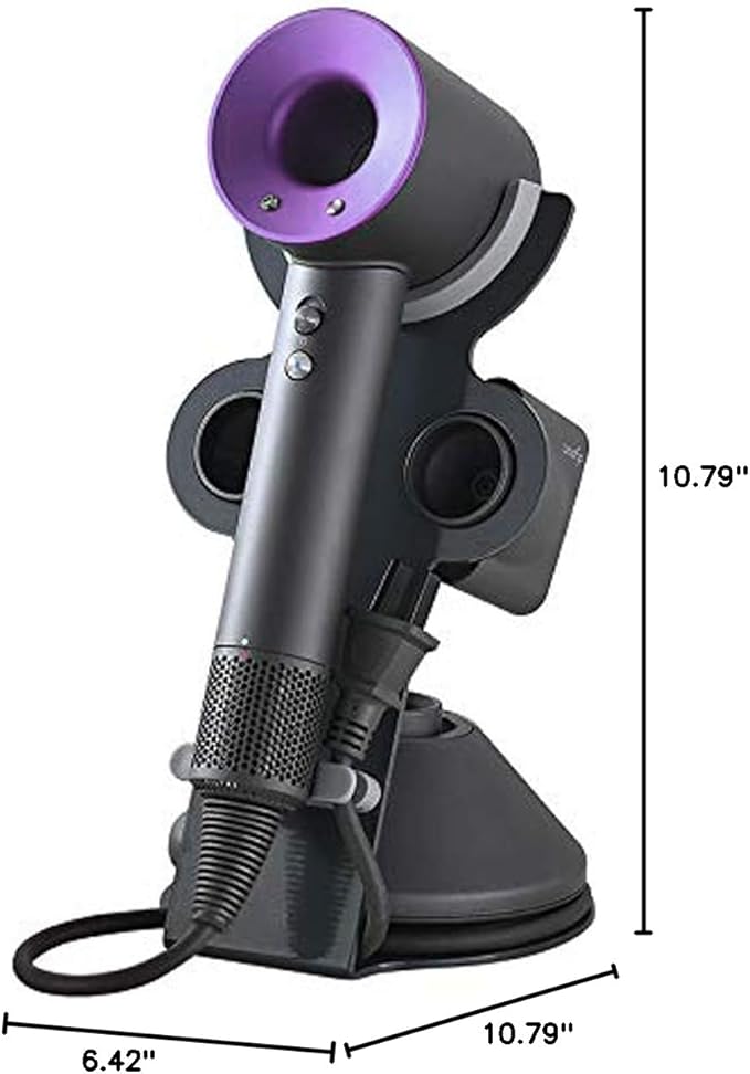 I'smartmoon Hair Dryer Holder for Dyson Supersonic, Aluminum Alloy Bracket Power Plug Holder, Bathroom Organizer for Dyson Supersonic hairdryer Care Tools (Black)