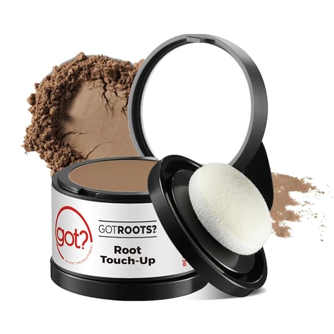 Got? Roots - Root Touch Up Hair Color, Brow, Beard, Hairline & Bald Spot Concealing Powder - Gray Root Coverage for Women & Men - 0.14 OZ Tub (Light Brown, Pack of 2)