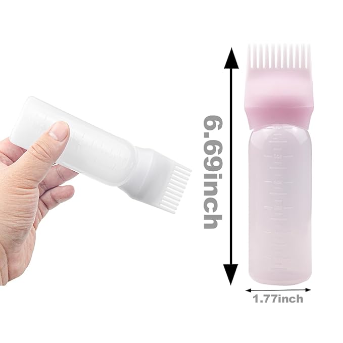 4 PCS Root Comb Applicator Bottle,Hair Oiling Applicator,Hair Oil Applicator Bottle for Hair Dye Shampoos Hair Salons.6oz (2white+2pink)