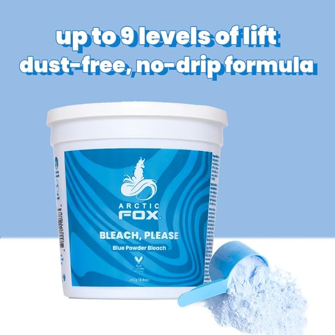 Arctic Fox Blue Powder Hair Bleach, Anti-Brass & Anti-Yellow Formula, Professional Lightener for Icy Blonde & Platinum Hair, Vegan & Cruelty-Free, Dust-Free, 8.8 oz Tub