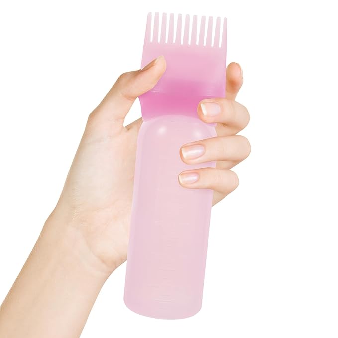 Hair Oil Applicator Bottles Root Comb Applicator for Hair Coloring and Styling Pink Salon Use Easy to Apply