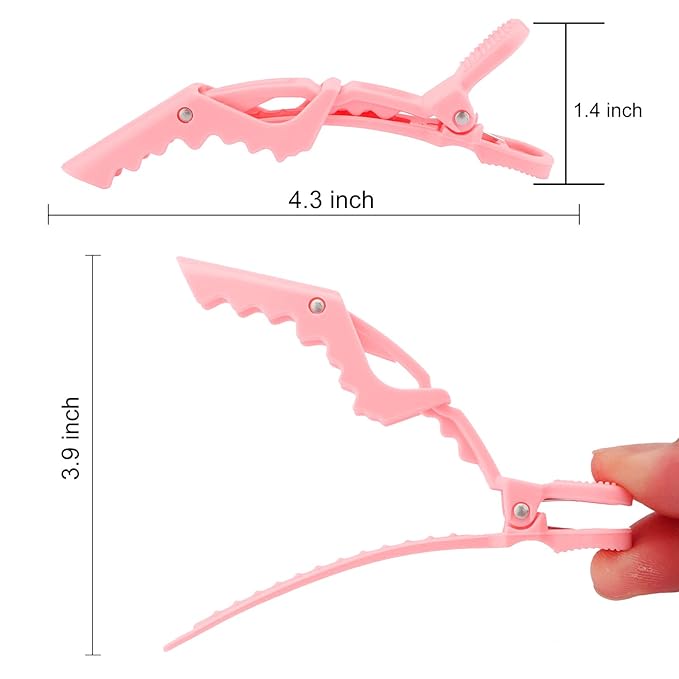 Ondder 24 Pack Large Alligator Clips for Hair Sectioning, Coloring, Cutting - Pink Pro Salon Barber Hair Styling Accessories for Women and Men