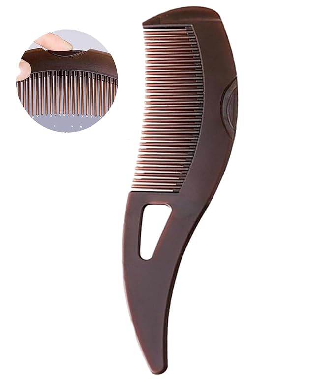 Dandruff Comb Fine Tooth Scalp Detox Comb Lice for Women, Men & Kids Stainless Steel Scalp Detoxing, Sweep & Massage Hair Brush Tool for Hair Care (Brown)